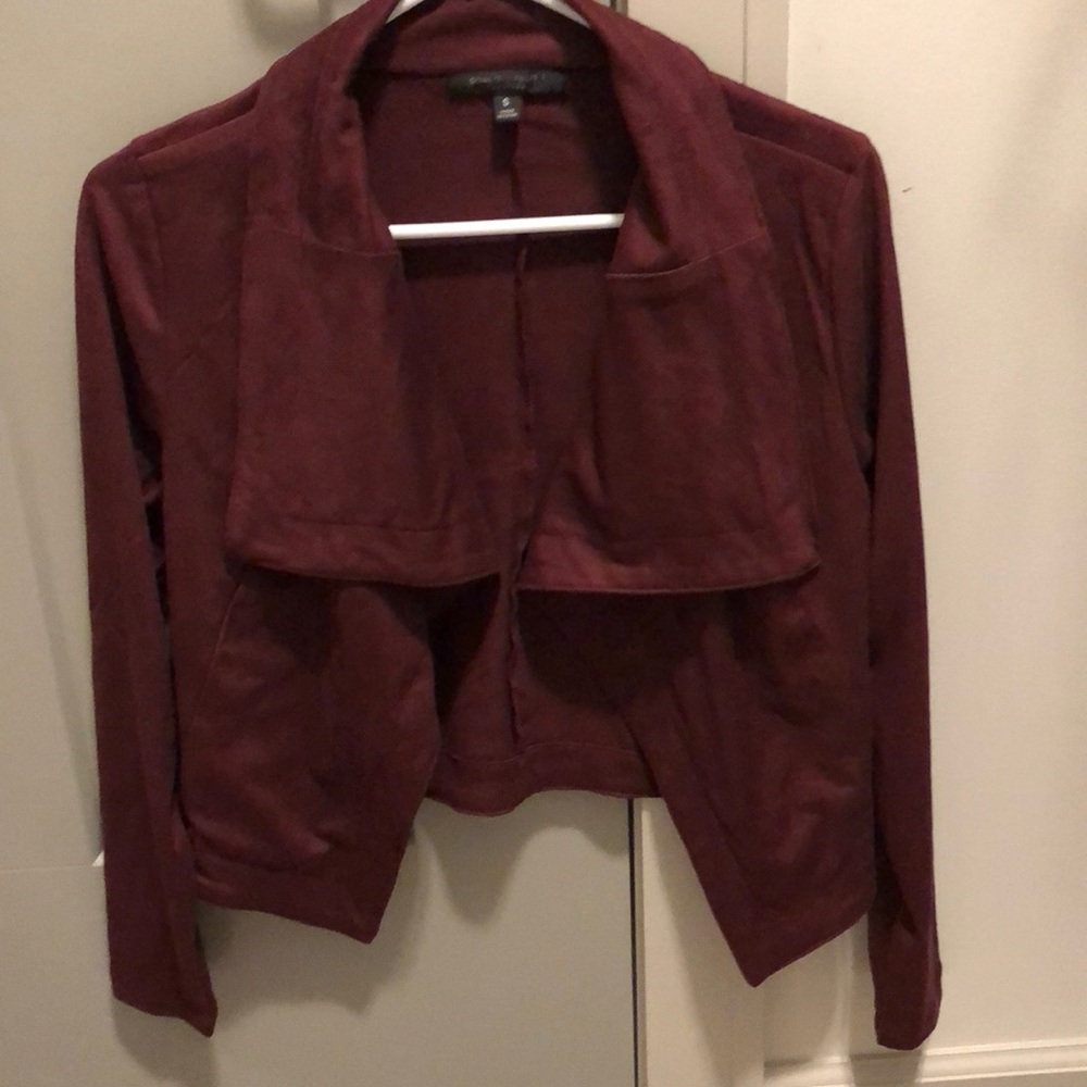 Velvet burgundy draped blazer